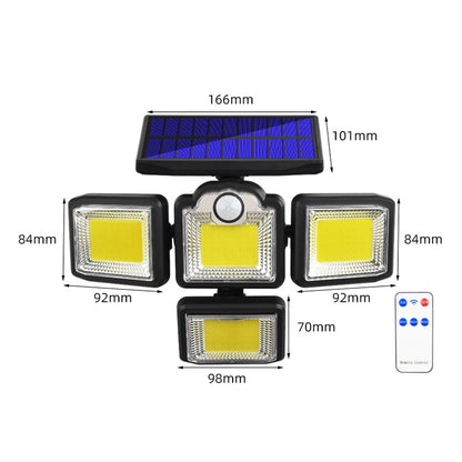 TG-TY085 Solar 4-Head Rotatable Wall Light with Remote Control Body Sensing Outdoor Waterproof Garden Lamp, Style: 192 COB Integrated - With Solar Panel by PMC Jewellery | Online Shopping South Africa | PMC Jewellery