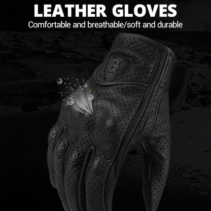 GHOST RACING GR-ST06 Breathable Touch Screen Motorcycle Riding Leather Gloves Anti-Fall Locomotive Gloves, Size: XXL(Black) - Locomotive Gloves by GHOST RACING | Online Shopping South Africa | PMC Jewellery