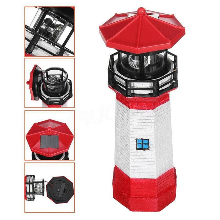 Outdoor Garden Decoration Solar Lighthouse Resin LED Revolving Light(Black White) - With Solar Panel by PMC Jewellery | Online Shopping South Africa | PMC Jewellery