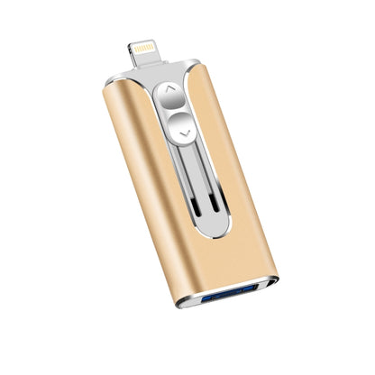 128GB Micro USB + 8 Pin + USB 2.0 3 in 1 Mobile Phone Computer U-Disk(Gold) - U Disk & Card Reader by PMC Jewellery | Online Shopping South Africa | PMC Jewellery