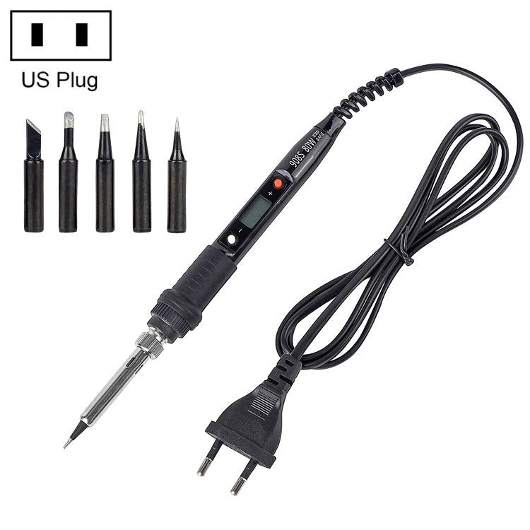 Metallic LCD Temperature Regulating Soldering Iron And Soldering Iron Tip Set Electric Soldering Iron Welding Tool(110V US Plug Black Head Black) - Soldering Iron Set by PMC Jewellery | Online Shopping South Africa | PMC Jewellery