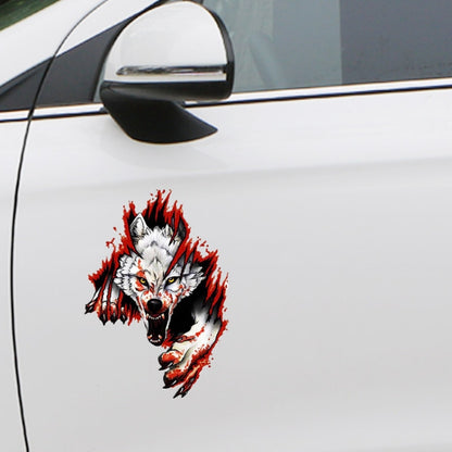 3D Realistic Wolf Head Hood Door Car Body Decoration Stickers Scratches Cover Waterproof Car Stickers(Wolf Head Left) - 3D Creative Stickers by PMC Jewellery | Online Shopping South Africa | PMC Jewellery