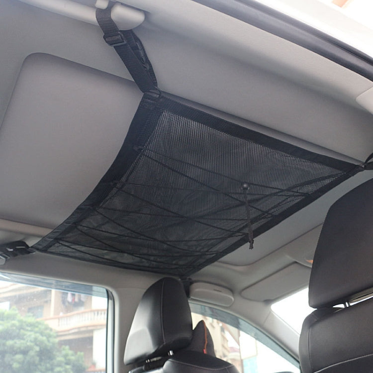 Car Ceiling Storage Net Bag Draw Rope Double-Layer Zipper Car Storage Net Pocket(80x55cm) - Stowing Tidying by PMC Jewellery | Online Shopping South Africa | PMC Jewellery