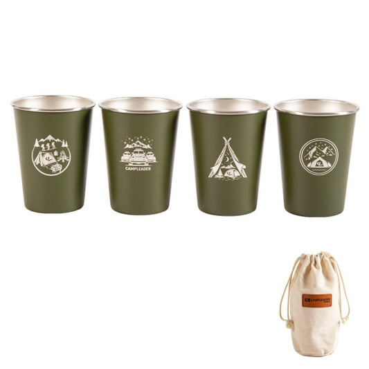 4 PCS / Set Outdoor Picnic Stainless Steel Cup With Storage Bag (Army Green) - Cookwares & Tablewares by PMC Jewellery | Online Shopping South Africa | PMC Jewellery