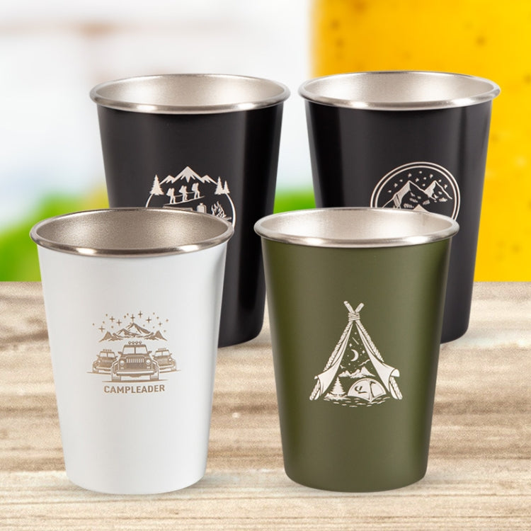 4 PCS / Set Outdoor Picnic Stainless Steel Cup With Storage Bag (Army Green) - Cookwares & Tablewares by PMC Jewellery | Online Shopping South Africa | PMC Jewellery