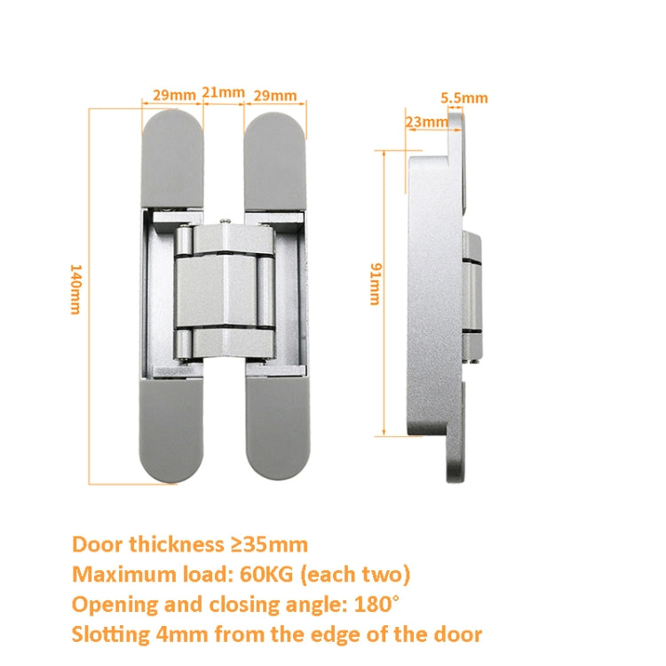 Three-Dimensional Adjustable Cross Hinge Folding Door Concealed Hinge, Specification: No. 2 Sand Silver 60kg - Furniture Accessories by PMC Jewellery | Online Shopping South Africa | PMC Jewellery