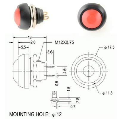 10 PCS Small Waterproof Self-Reset Button Switch(Black) - Switch by PMC Jewellery | Online Shopping South Africa | PMC Jewellery