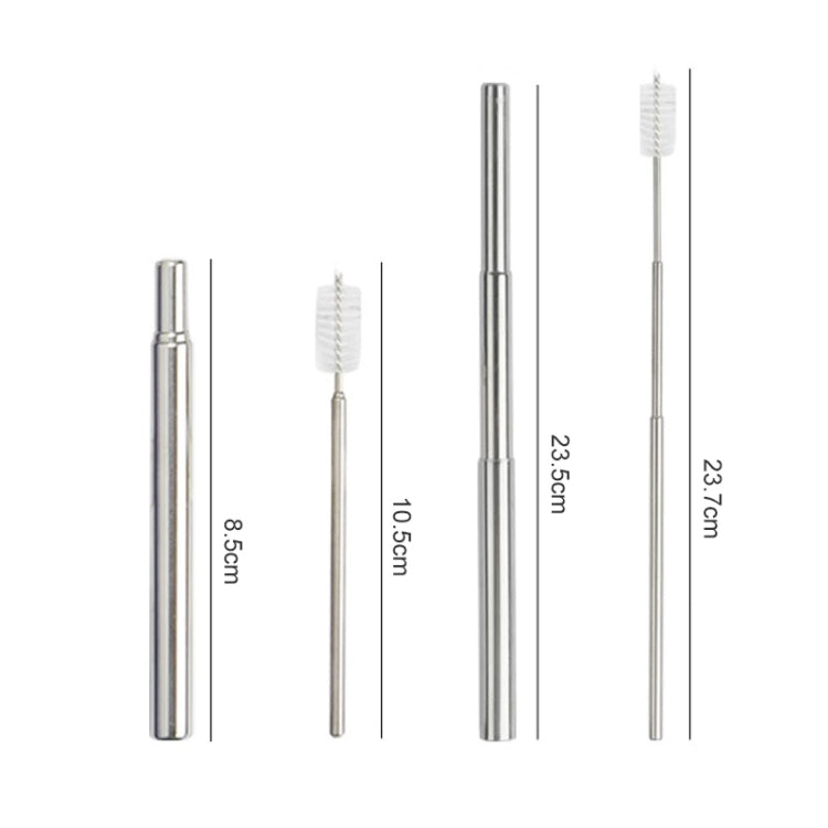Stainless Steel Portable Telescopic Straw(Straw+Brush) - Drinking Tools by PMC Jewellery | Online Shopping South Africa | PMC Jewellery