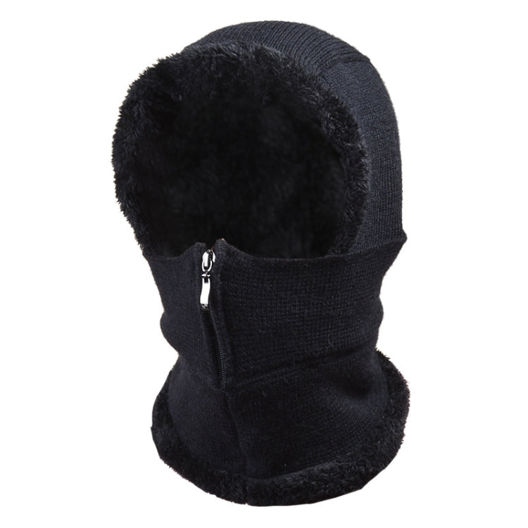 Knit Ear Protection Plus Velvet Thickening One-piece Hat Scarf Face Mask(Black) - Bomber Hats by PMC Jewellery | Online Shopping South Africa | PMC Jewellery