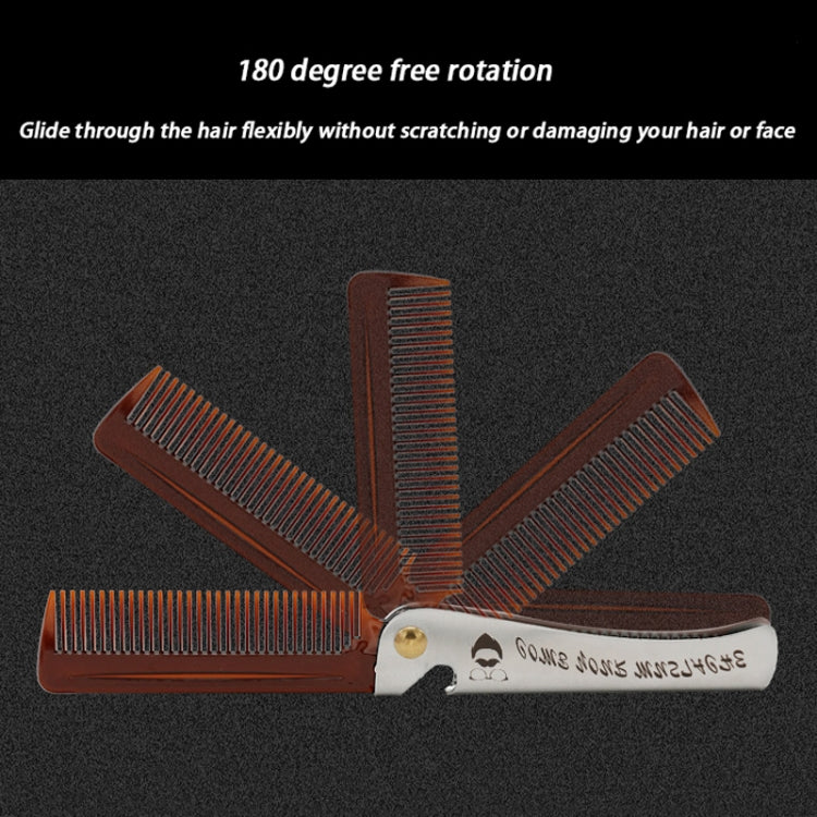 Folding Oil Head Comb Beard Styling Comb(Amber) - Combs by PMC Jewellery | Online Shopping South Africa | PMC Jewellery