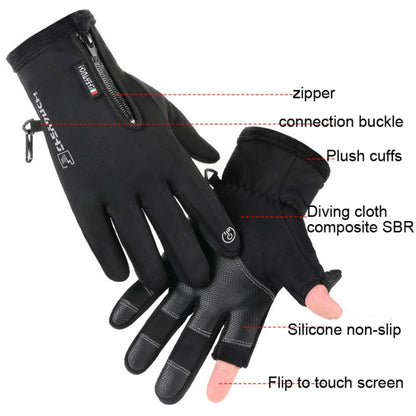 Outdoor Sports Riding Warm Gloves Touch Screen Fingerless Fishing Gloves, Size: XL(Black) - Cycling Gloves by PMC Jewellery | Online Shopping South Africa | PMC Jewellery