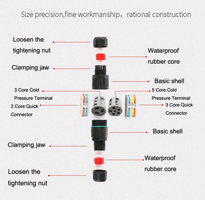 CDF-200/3 Waterproof Wire Connector With 3 Pin Quick Connector - Connectors & Terminals by PMC Jewellery | Online Shopping South Africa | PMC Jewellery