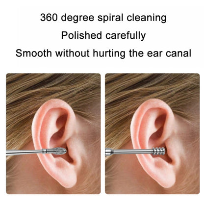 5 Sets 6 In 1 Stainless Steel Spring Spiral Portable Ear Pick, Specification: Pink Leather Case - Ear Care Tools by PMC Jewellery | Online Shopping South Africa | PMC Jewellery