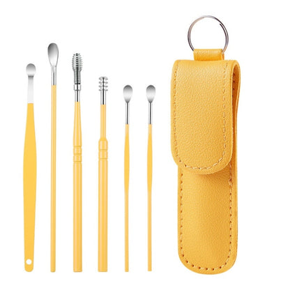 5 Sets 6 In 1 Stainless Steel Spring Spiral Portable Ear Pick, Specification: Yellow - Ear Care Tools by PMC Jewellery | Online Shopping South Africa | PMC Jewellery