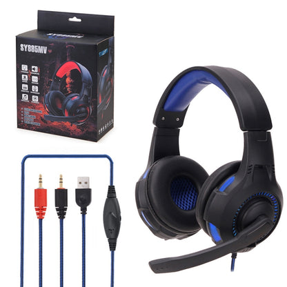 Soyto SY885MV Luminous Gaming Computer Headset For PS4 (Black Blue) - Multimedia Headset by Soyto | Online Shopping South Africa | PMC Jewellery