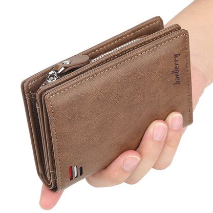 Baellerry D3216 Men Short Vertical Multi-Card Snap Coin Purse(Khaki) - Wallets by Baellerry | Online Shopping South Africa | PMC Jewellery