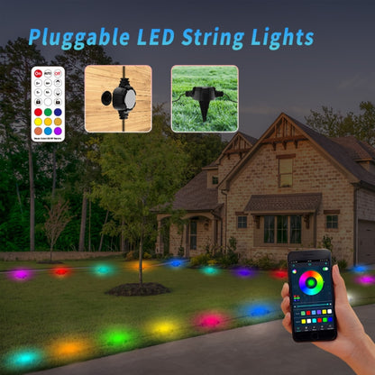 F16C 16 LEDs RGB Bluetooth String Lights Outdoor Waterproof Buried Lamp, US Plug(Black) - Holiday Lights by PMC Jewellery | Online Shopping South Africa | PMC Jewellery