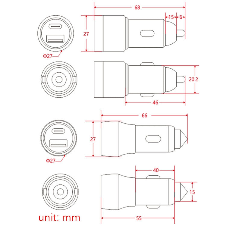 Aluminum Alloy Cigarette Lighter Applicable Car Charger, Model: Gray QCPD - Car Charger by PMC Jewellery | Online Shopping South Africa | PMC Jewellery