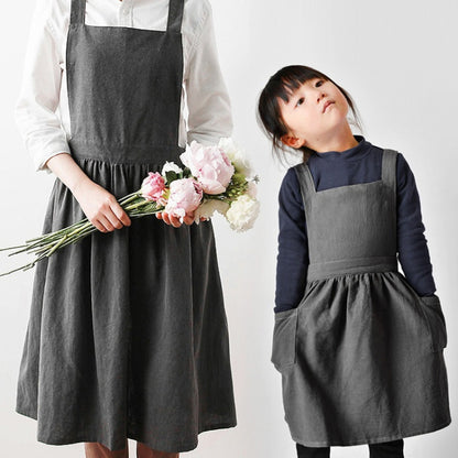 Cotton And Linen Parent-Child Painting Apron Baking Coffee Work Clothes,Size: Adults (oat) - Aprons & Caps by PMC Jewellery | Online Shopping South Africa | PMC Jewellery