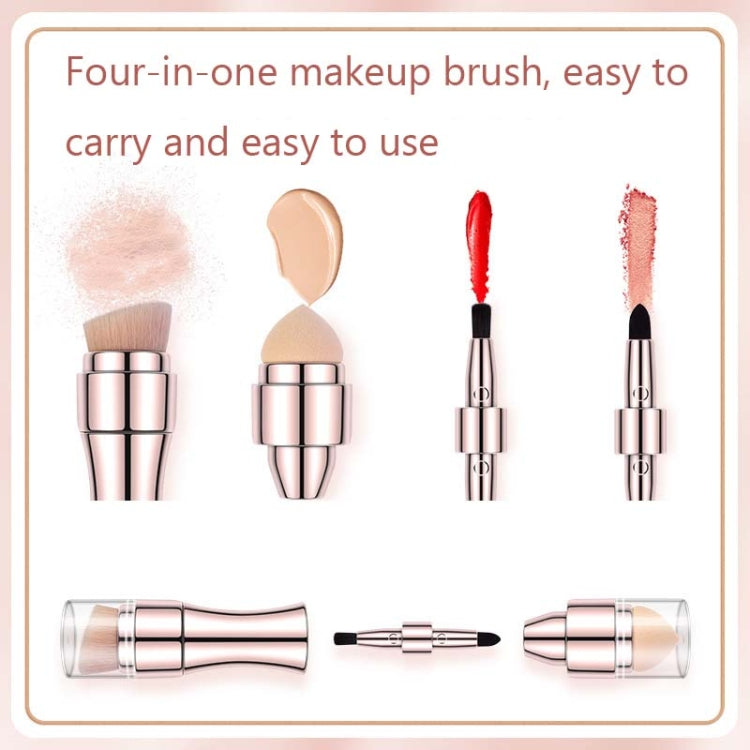 4 In 1 Retractable Metal Makeup Brush(Gold) - Makeup Brushes by PMC Jewellery | Online Shopping South Africa | PMC Jewellery