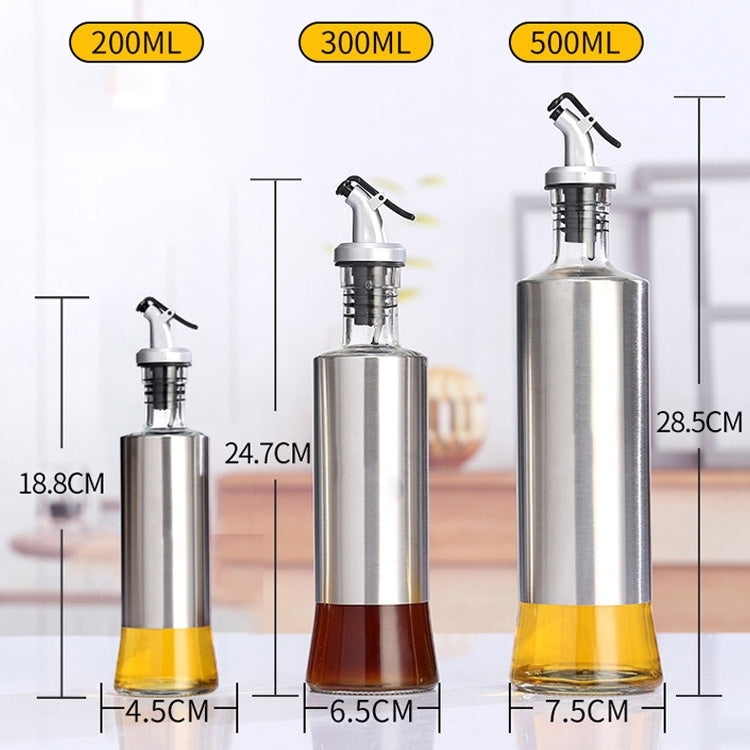 Stainless Steel Glass Oil Bottle Kitchen Pressed Seasoning Bottle, Capacity: 300ml - Condiment Bottles & Hip Flasks by PMC Jewellery | Online Shopping South Africa | PMC Jewellery