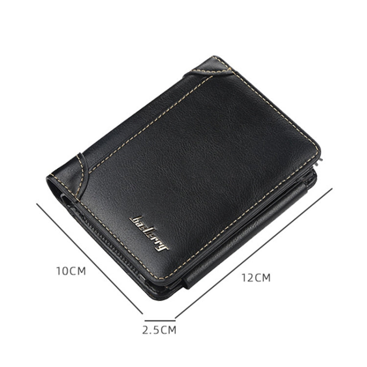 Baellerry D9159 Men Short Tri-Fold Zip Coin Purse Thin Card Holder(Brown) - Wallets by Baellerry | Online Shopping South Africa | PMC Jewellery