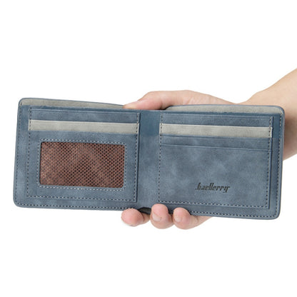 Baellerry BLR1152 Men Short Wallet Vintage Frosted Two Fold Wallet(Coffee Horizontal) - Wallets by Baellerry | Online Shopping South Africa | PMC Jewellery