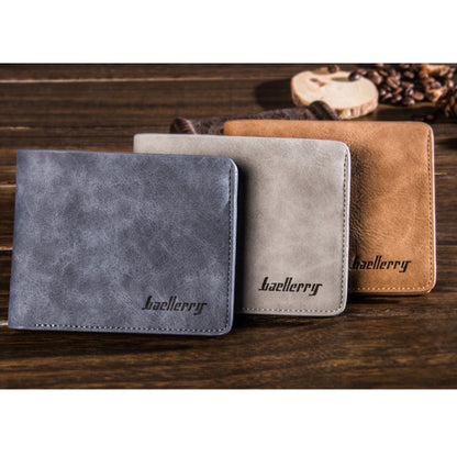 Baellerry BLR1152 Men Short Wallet Vintage Frosted Two Fold Wallet(Gray Horizontal) - Wallets by Baellerry | Online Shopping South Africa | PMC Jewellery
