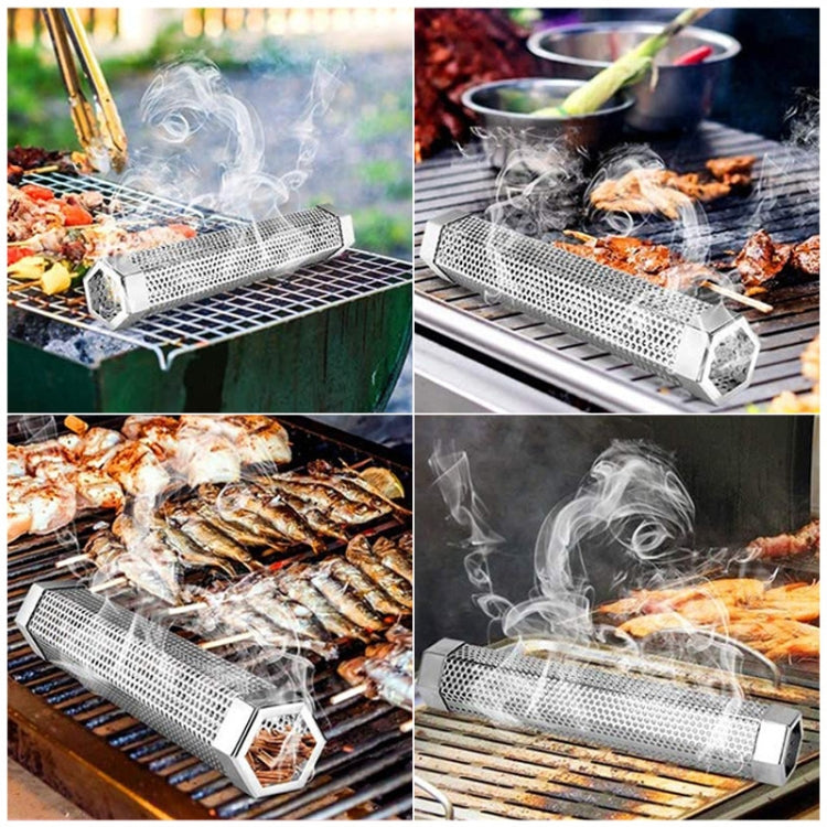 12 Inch Stainless Steel 304 Smoked Tube BBQ Box Outdoor Cold Smoke Box,Style: Tube + Brush + Hook - Cooking Tools by PMC Jewellery | Online Shopping South Africa | PMC Jewellery