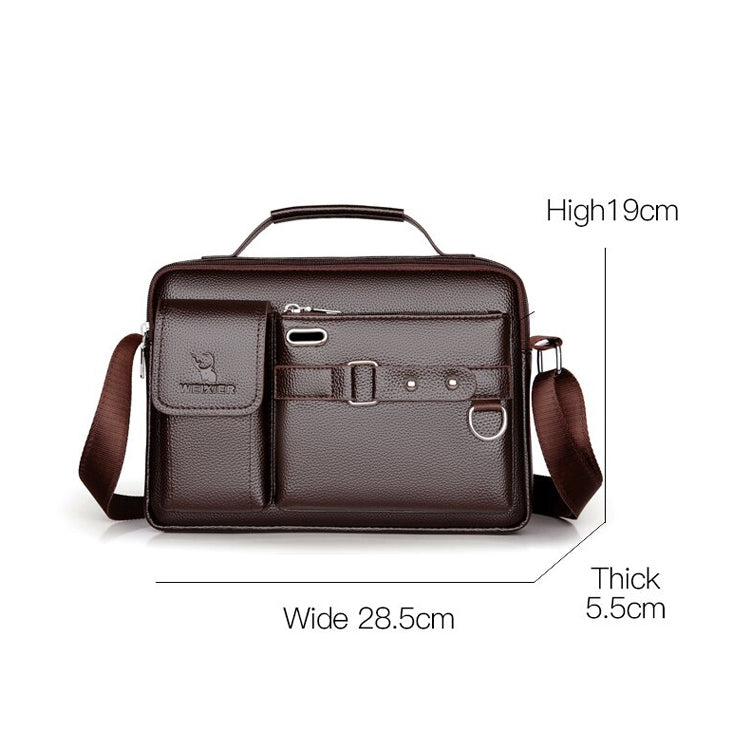 WEIXIER D235 Men Shoulder Bag Portable PU Leather Handbag(Brown) - Handbags by WEIXIER | Online Shopping South Africa | PMC Jewellery