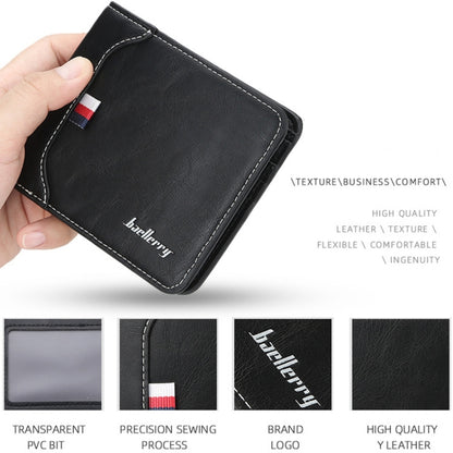 Baellerry Short Wallet Tri-fold Horizontal Coin Purse For Men(Black) - Wallets by Baellerry | Online Shopping South Africa | PMC Jewellery