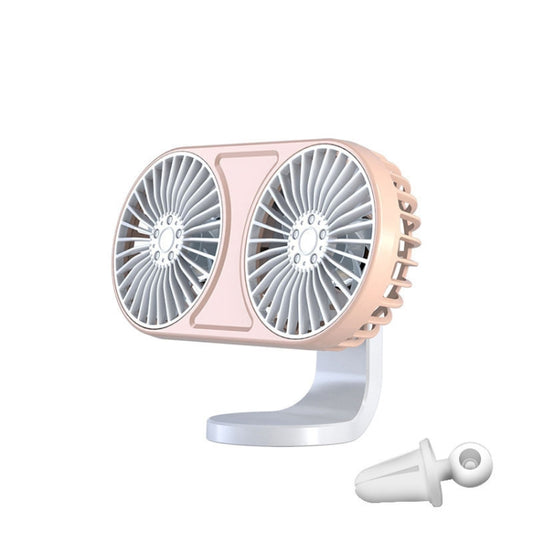 F211 Car Double Head With Led Electric Fan Car Air Outlet Instrument Panel USB Mini Fan(Pink) - Heating & Fans by PMC Jewellery | Online Shopping South Africa | PMC Jewellery