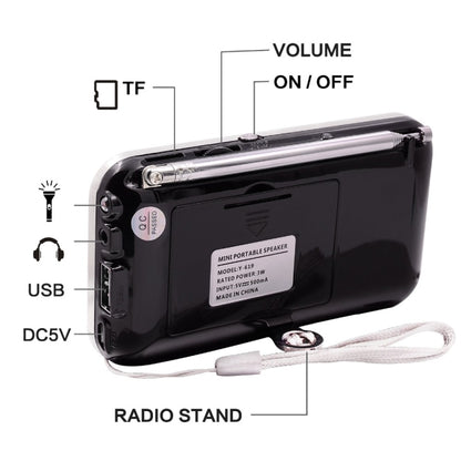 Y-619  FM/AM Mini Radio MP3 Rechargeable Music Player Support TF/SD Card with LED Display(Black) - Radio Player by PMC Jewellery | Online Shopping South Africa | PMC Jewellery