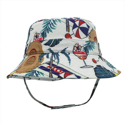 outfly Ocean-Style Child Sunscreen Fisherman Hat, Size: S 54-56cm(White Background Coconut Tree) - Peaked Cap by PMC Jewellery | Online Shopping South Africa | PMC Jewellery