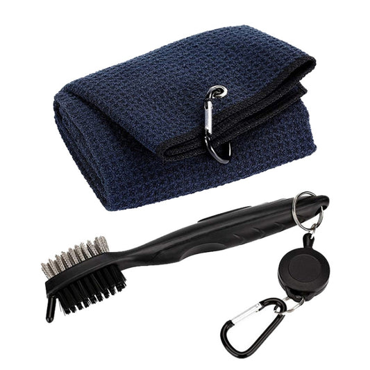 Hook Towel + Club Cleaning Brush Golf Cleaning Set(Black) - Golf Accessories by PMC Jewellery | Online Shopping South Africa | PMC Jewellery