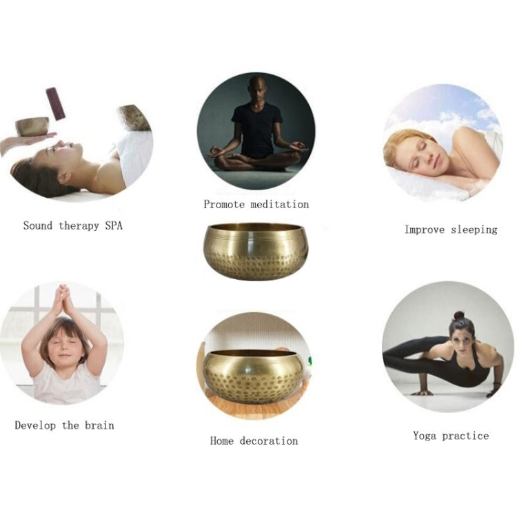 Buddha Sound Bowl Yoga Meditation Copper Bowl, Size: Diameter 8.5cm(Bowl+Mat+Wooden Stick+Linen Bag) - Incense Burner & Sound bowls by PMC Jewellery | Online Shopping South Africa | PMC Jewellery