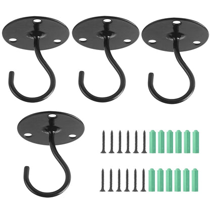 4 PCS Iron Ceiling Hook Balcony Flower Basket Hook Wall Clothes Hook(Black) - Shelf & Hooks by PMC Jewellery | Online Shopping South Africa | PMC Jewellery