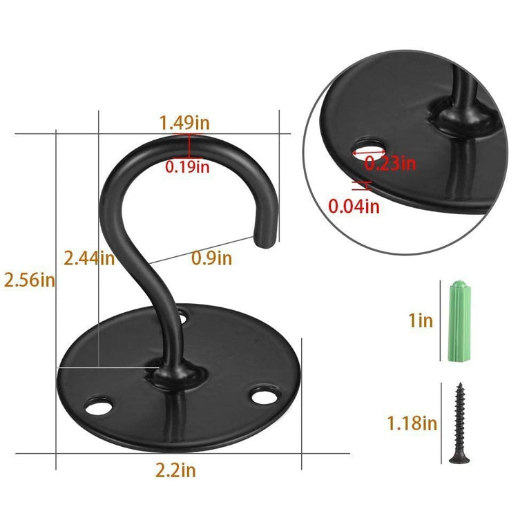 4 PCS Iron Ceiling Hook Balcony Flower Basket Hook Wall Clothes Hook(Black) - Shelf & Hooks by PMC Jewellery | Online Shopping South Africa | PMC Jewellery