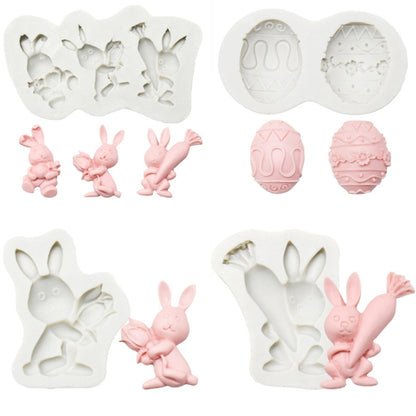 2 PCS Easter Bunny Egg Chocolate Baking Clay Silicone Mold, Specification: Bouquet Bunny - Arts & Crafts by PMC Jewellery | Online Shopping South Africa | PMC Jewellery