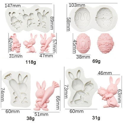 2 PCS Easter Bunny Egg Chocolate Baking Clay Silicone Mold, Specification: Bouquet Bunny - Arts & Crafts by PMC Jewellery | Online Shopping South Africa | PMC Jewellery