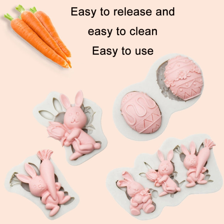 2 PCS Easter Bunny Egg Chocolate Baking Clay Silicone Mold, Specification: Bouquet Bunny - Arts & Crafts by PMC Jewellery | Online Shopping South Africa | PMC Jewellery