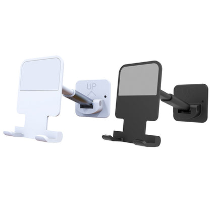 2 PCS T11 Wall Paste Mobile Phone Bracket Foldable Lift Bathroom Kitchen Wall Bracket(Black) - Hand-Sticking Bracket by PMC Jewellery | Online Shopping South Africa | PMC Jewellery