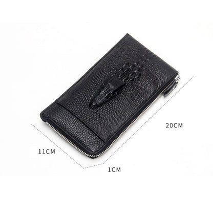 Baellerry Men Long Wallet Crocodile Pattern Zipper Leather Clutch Business Thin Wallet(Black) - Wallets by Baellerry | Online Shopping South Africa | PMC Jewellery