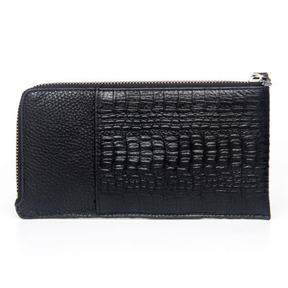 Baellerry Men Long Wallet Crocodile Pattern Zipper Leather Clutch Business Thin Wallet(Black) - Wallets by Baellerry | Online Shopping South Africa | PMC Jewellery