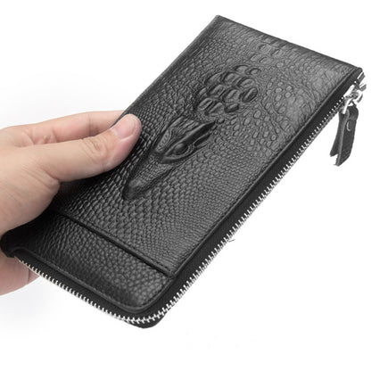 Baellerry Men Long Wallet Crocodile Pattern Zipper Leather Clutch Business Thin Wallet(Black) - Wallets by Baellerry | Online Shopping South Africa | PMC Jewellery