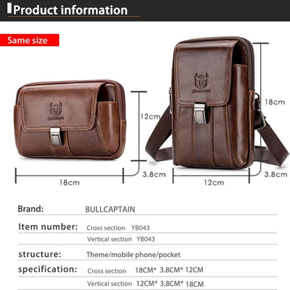 BULL CAPTAIN Multifunctional Leather Mobile Phone Small Waist Bag For Men(Vertical Brown) - Wallets by BULL CAPTAIN | Online Shopping South Africa | PMC Jewellery