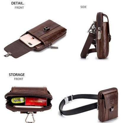 BULL CAPTAIN Multifunctional Leather Mobile Phone Small Waist Bag For Men(Vertical Brown) - Wallets by BULL CAPTAIN | Online Shopping South Africa | PMC Jewellery