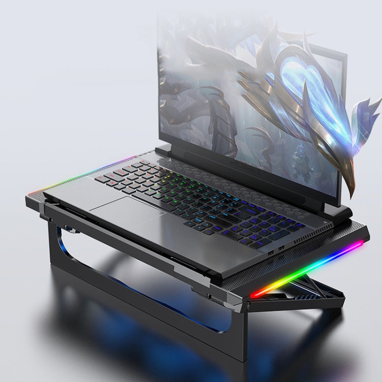 NUOXI Q9 RGB Lighting Effect Laptop Cooler(Black) - Cooling Pads by NUOXI | Online Shopping South Africa | PMC Jewellery