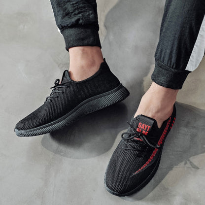 Men Spring Walking Shoes Casual Sports Breathable Flying Knit Shoes, Size: 42(Black) - Casual Shoes by PMC Jewellery | Online Shopping South Africa | PMC Jewellery