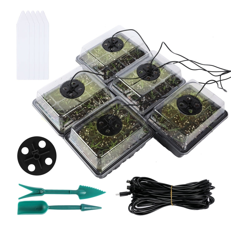 5 Set Plant Seed Starter Trays Kit,Seedling Tray Starter With Grow Light(Black) - Planting Bags by PMC Jewellery | Online Shopping South Africa | PMC Jewellery